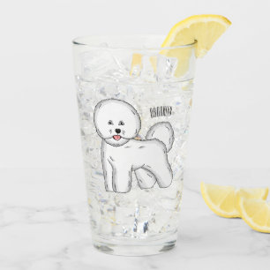 Verre Bichon frise dog dessin animé