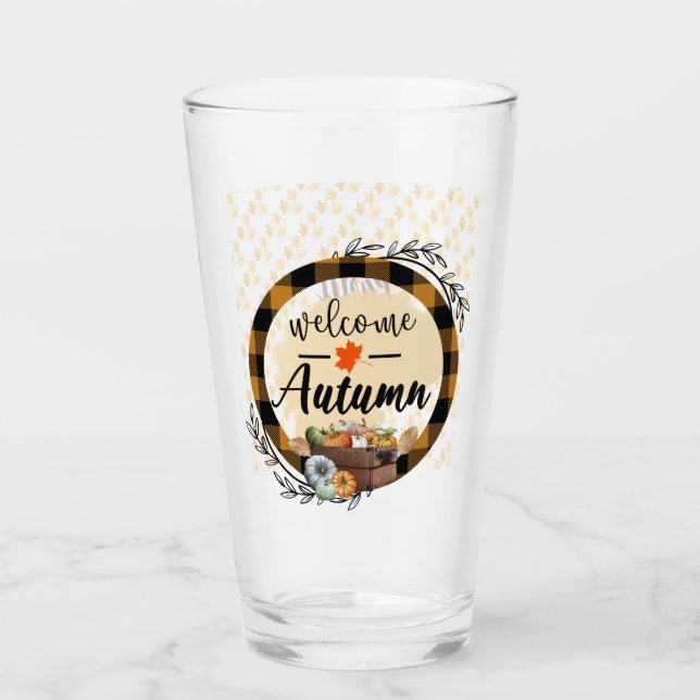 Verre Bienvenue Automne Citrouille Vintage (Devant)