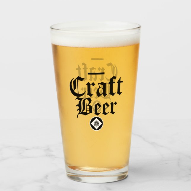Verre Bière artisanale noir et blanc (Devant (rempli))
