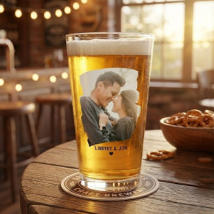 Verre Bière avec photo personnalisée moderne ou message 