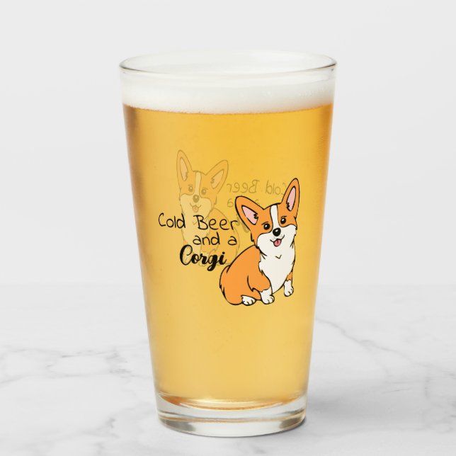 Verre Bière froide et bière de Corgi (Devant (rempli))