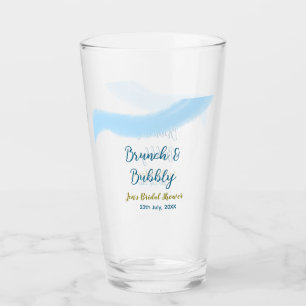 Verre Bleu aquarelle dorée pétillante et déjeuner de mar