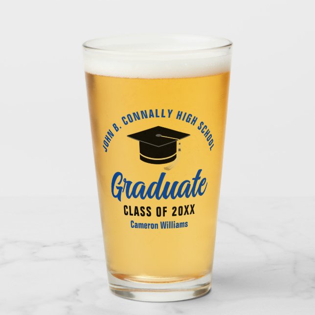 Verre Bleu Graduate Personnalisé 2025 Graduation Party (Devant (rempli))