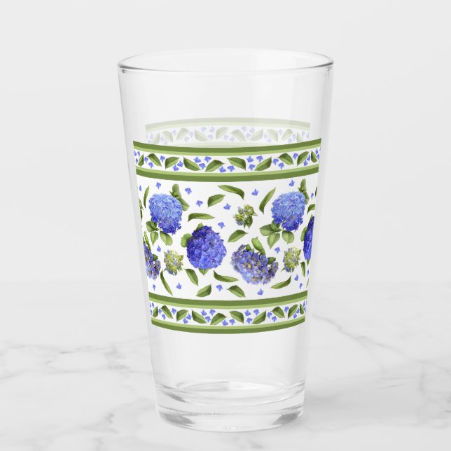 Verre Bleu Hydrangée Fantastique Bordure (Devant)