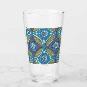 Verre Bleu vert Rustique Boho Motif circulaire géométriq
