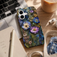 Verre Bleu Violet Botanique Floral