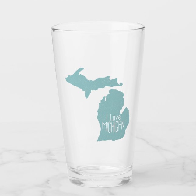 Verre Blue Grey I Love Michigan Silhouette (Devant)