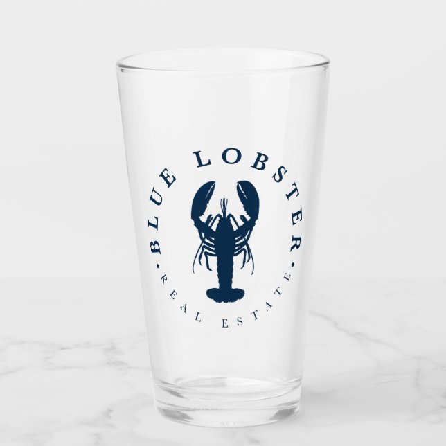 Verre Blue Lobster Immobilier Maine Pint Glass Cup (Devant)