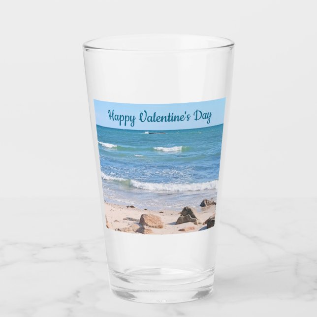 Verre Blue Ocean Shore Valentines Day Beach One Photo (Devant)