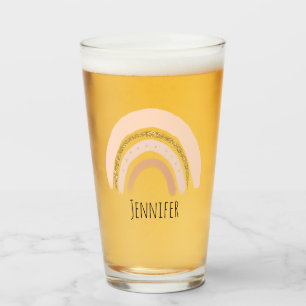 Verre Boho élégant arc-en-ciel rose et or