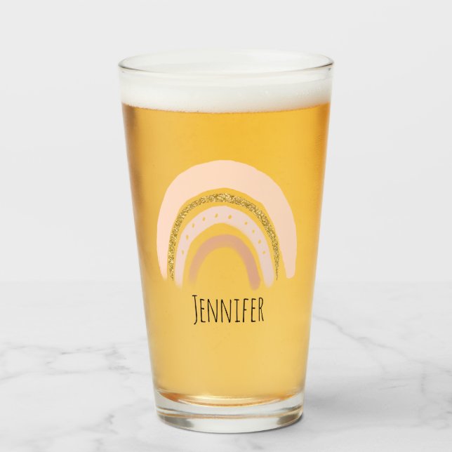 Verre Boho élégant arc-en-ciel rose et or (Devant (rempli))