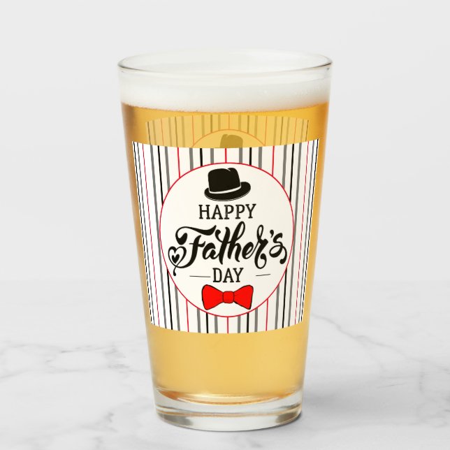 Verre Bonne Fête des pères Casquette Et Cravate (Devant (rempli))