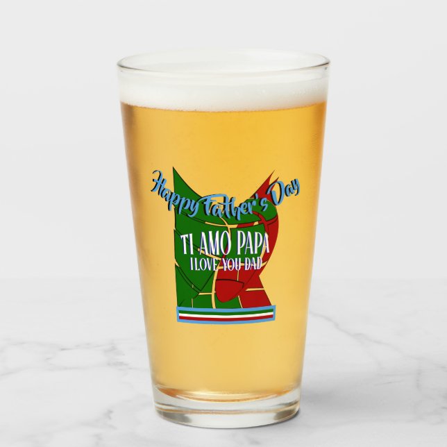 Verre Bonne Fête des pères TI Amo Papa, Je t'aime Papa (Devant (rempli))
