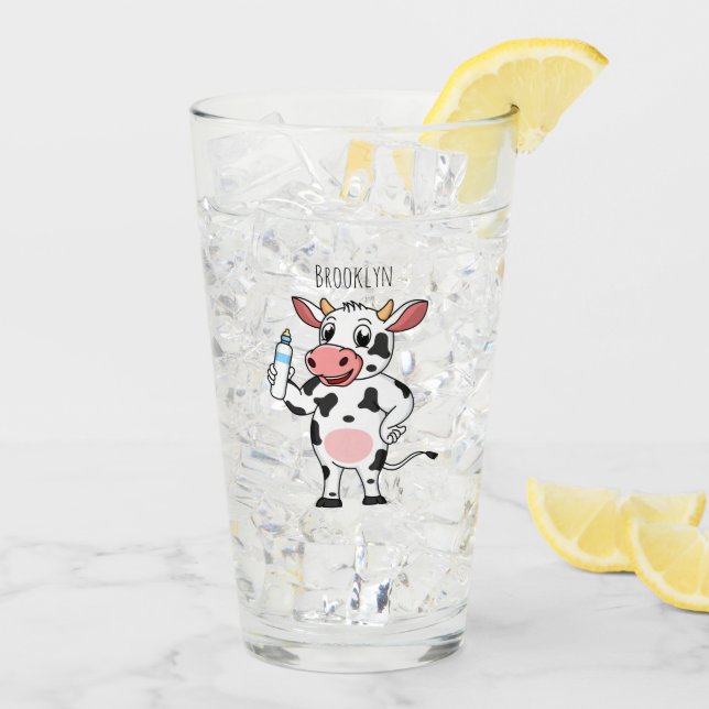 Verre Bonne vache avec dessin animé de biberon (Dos glace)