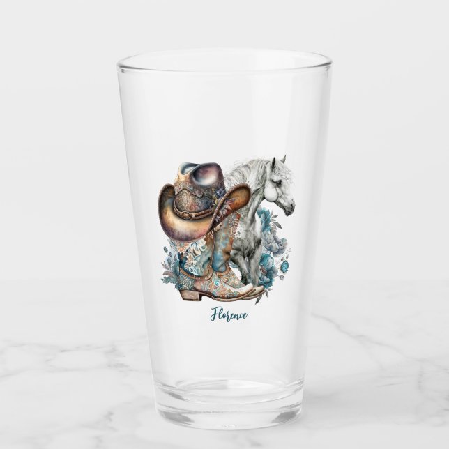 Verre Botte de cheval Cowgirl bottes de cowboy casquette (Devant)