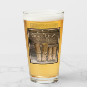 Verre Botte de cowboy de l'Ouest Monogramme de grange ru