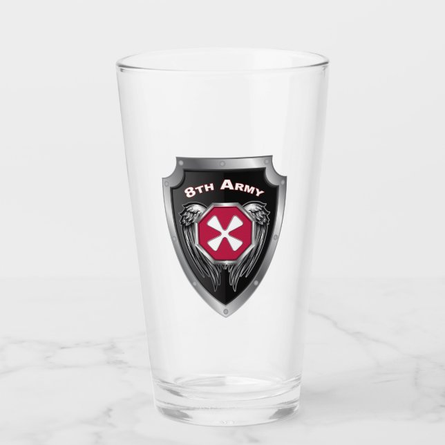 Verre Bouclier personnalisé vétéran de la 8e armée (Devant)
