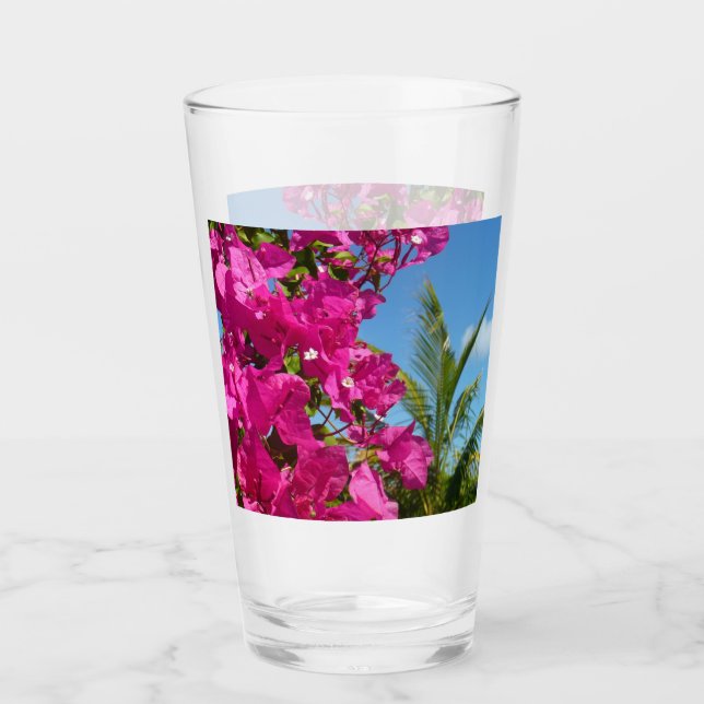 Verre Bougainvilliers et palmiers paysage tropical (Devant)