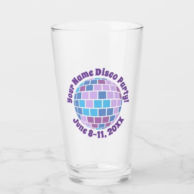 Verre Boule Disco Violet Rétro PERSONNALISÉE (Devant)
