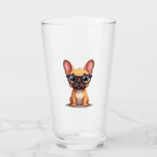 Verre Bouledogue français portant des lunettes Copie