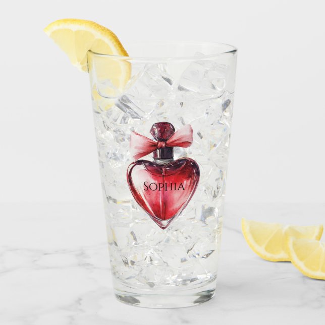 Verre Bouteille de parfum du coeur rouge (Devant glace)