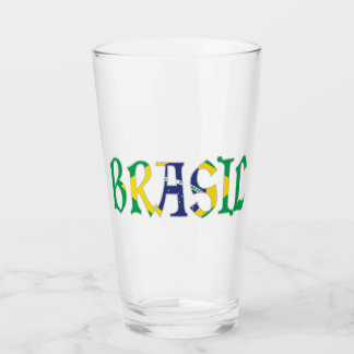 Verre Brasil en portugais dans les couleurs du drapeau