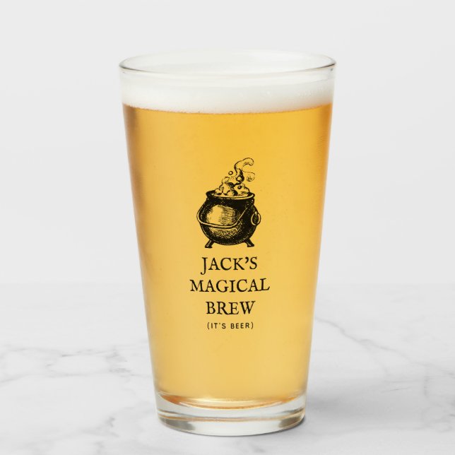 Verre Brasserie magique drôle bière Halloween personnali (Devant (rempli))