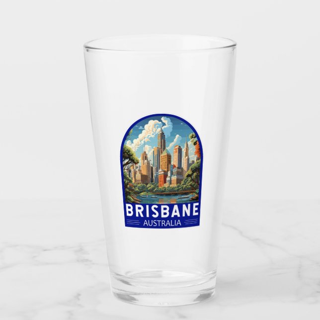 Verre Brisbane Australie Travel Art Vintage (Devant)