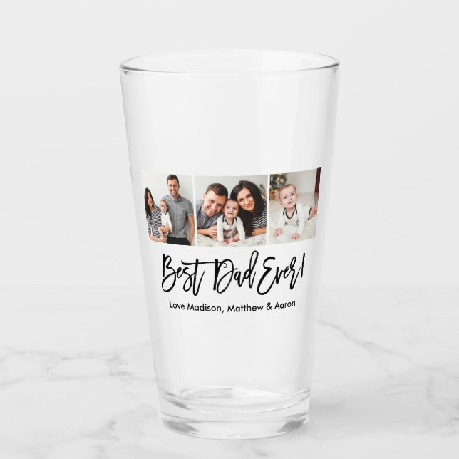 Verre Brochure moderne Script Best Papa Ever 3 Photo  (Devant)