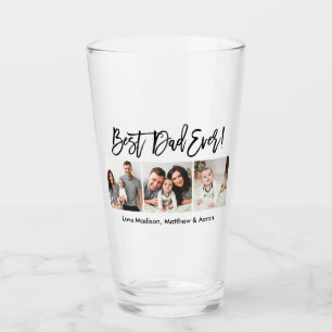 Verre Brosse moderne Script 3 photo Meilleur papa jamais