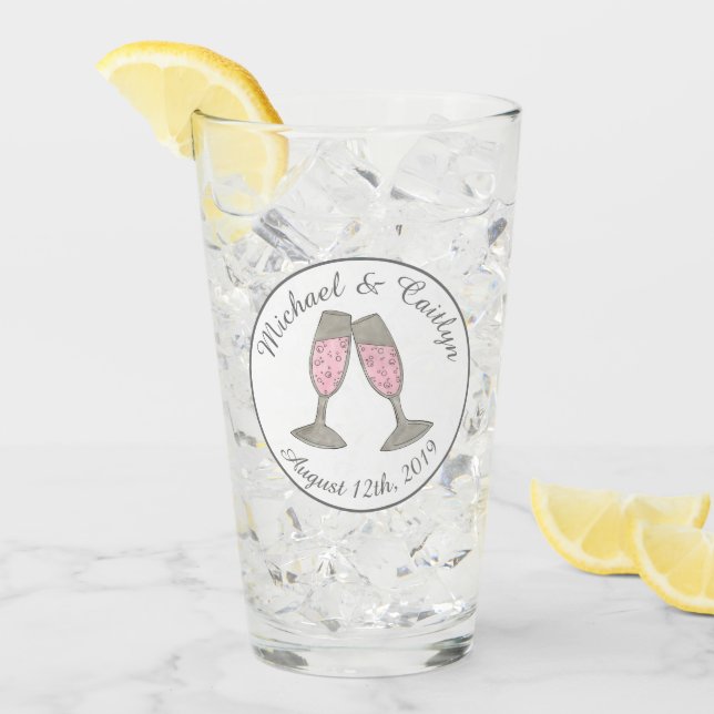 Verre Bubbly Pink Champagne Glass Toast Wedding Favorise (Devant glace)