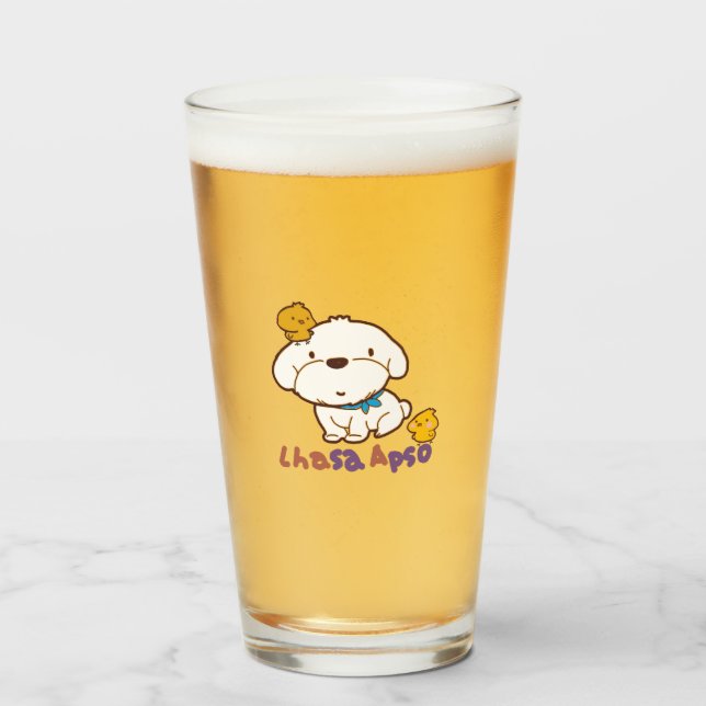 Verre bubu et guagua (apso de Lhasa et petit poulet) (Devant (rempli))