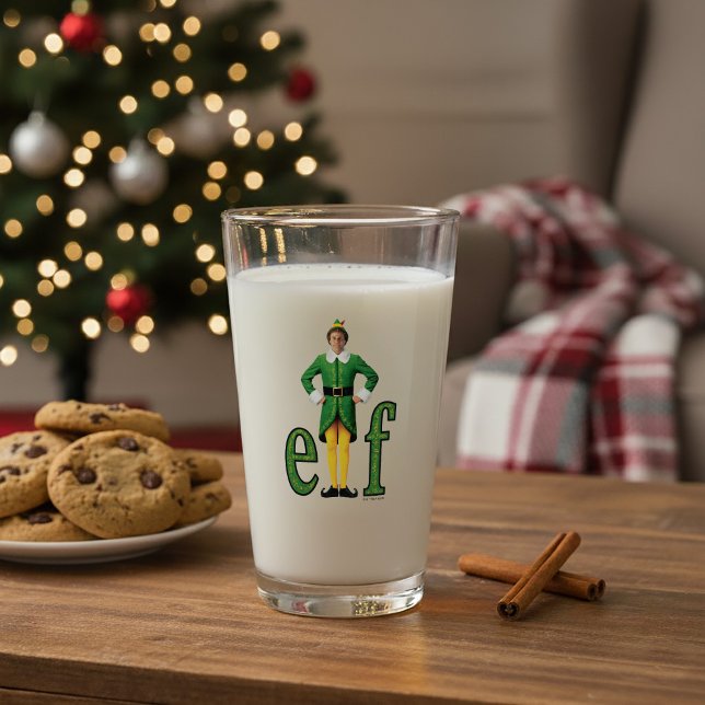 Verre Buddy le logo Elf Movie (Glass simulated on table)