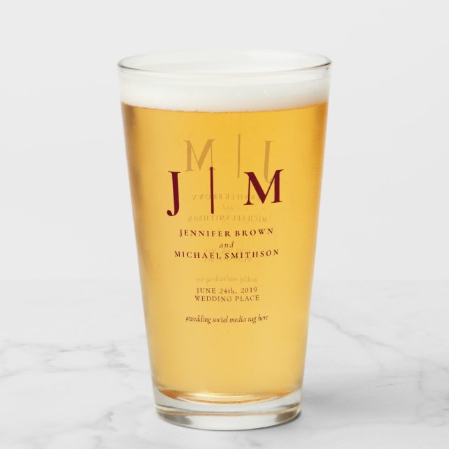 Verre Burgundy Red Minimal Moderne Simple Mariage (Devant (rempli))