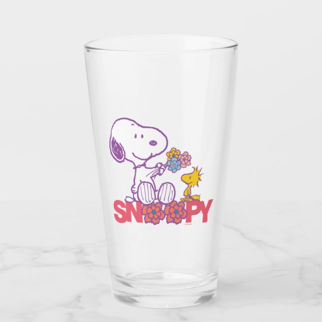 Verre cacahuètes | Snoopy & Woodstock Flowers (Devant)