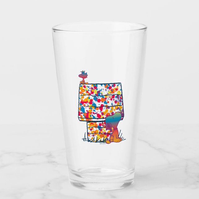 Verre cacahuètes | Snoopy & Woodstock Rainbow Paint (Devant)