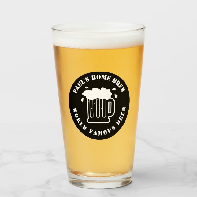 Verre Cadeau de bière maison personnalisé pour hommes (Devant (rempli))