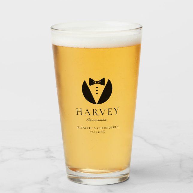 Verre Cadeau de garçon d'honneur cravate simple minimale (Devant (rempli))