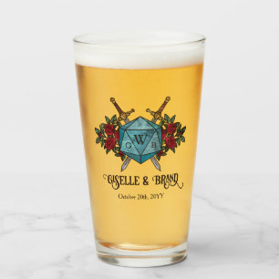 Verre Cadeau de mariage RPG Monogramme D20
