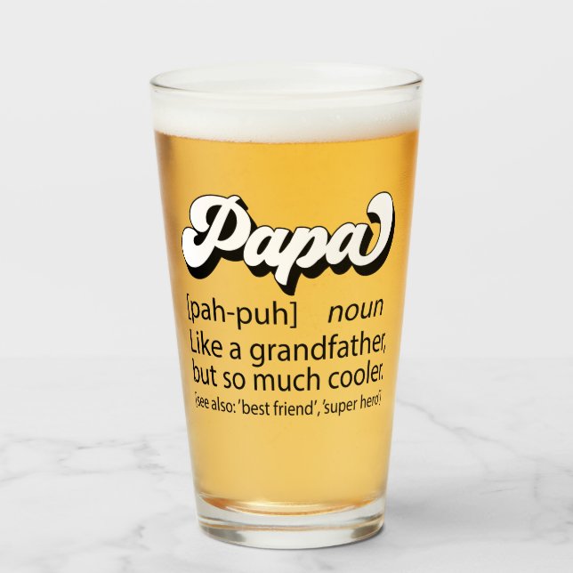 Verre Cadeau fête des pères, Retro Papa, Papa Définition (Devant (rempli))
