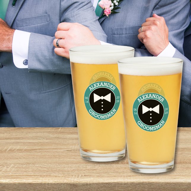 Verre Cadeau Groomsmen | Mariage de Cravate de Bow Turqu (Créateur téléchargé)