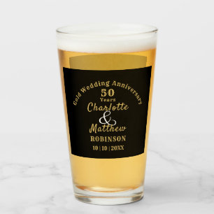Verre Cadeau Mariage 50e Anniversaire d'or personnalisé