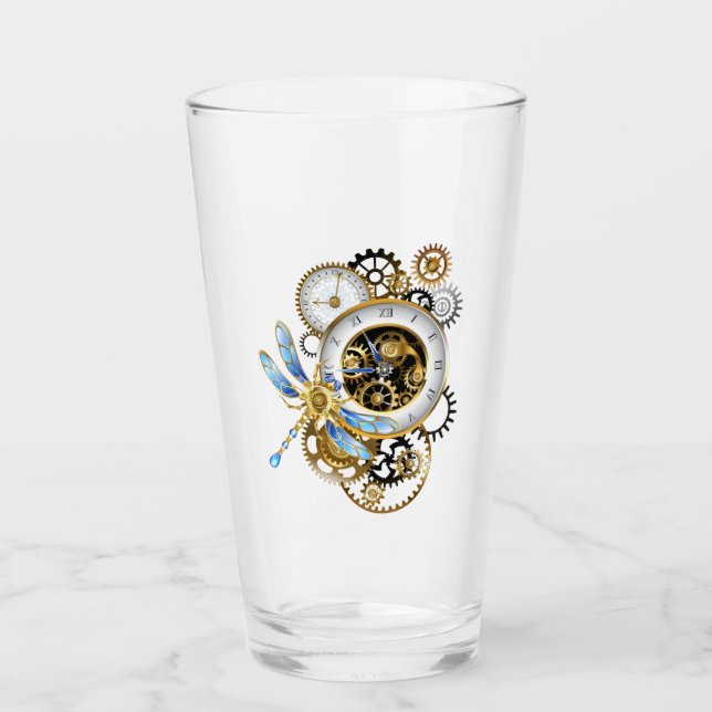 Verre Cadran Steampunk avec libellule (Devant)