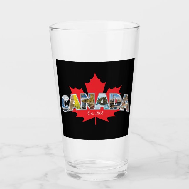 Verre "Canada Est. 1867" Avec Graphique Feuille D'Érable (Devant)