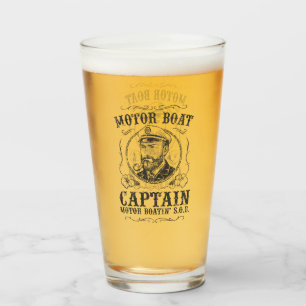 Verre Capitaine de bateau à moteur drôle de ponton batea