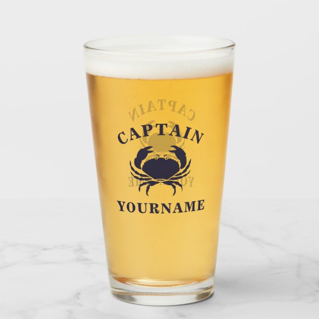 Verre Capitaine Votre Nom Couple De Crabe Nautique (Devant (rempli))