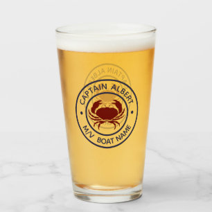 Verre Capitaine Votre Nom Crabe Maroon Emblem Tumber Gla