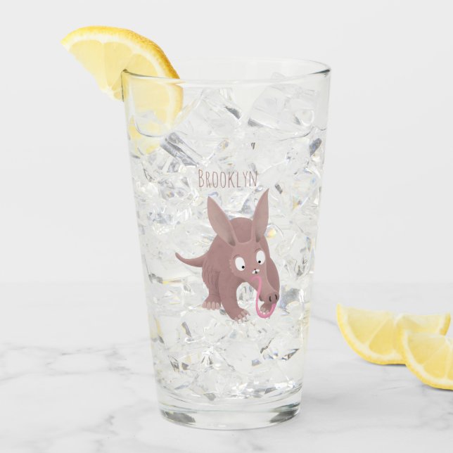 Verre Caricature amusante de Aardvark (Devant glace)