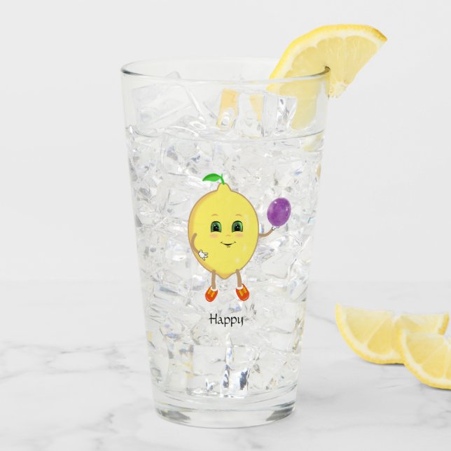 Verre Caricature au citron joyeux (Dos glace)