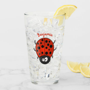 Verre Caricature de coccinelle rouge joyeux